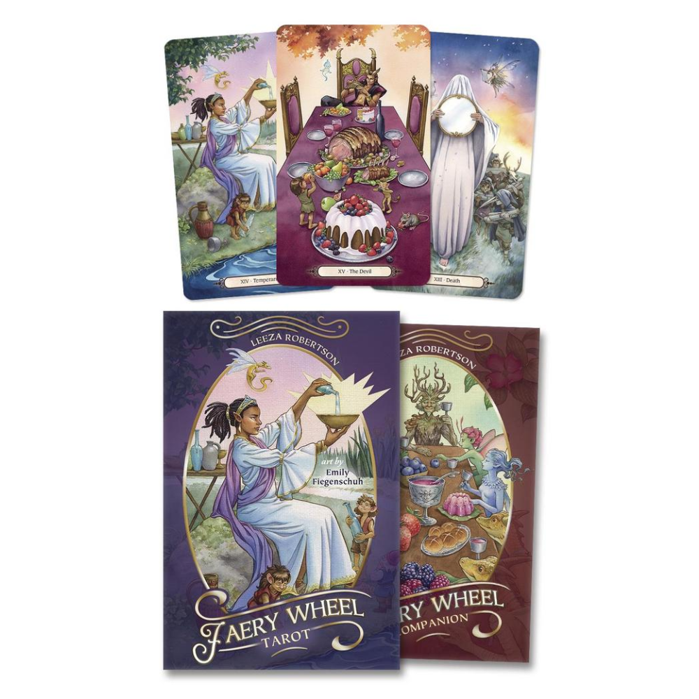Faery Wheel Tarot deck box and illustrated cards