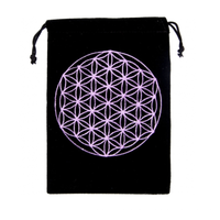 Embroidered velvet bag with flower of life design