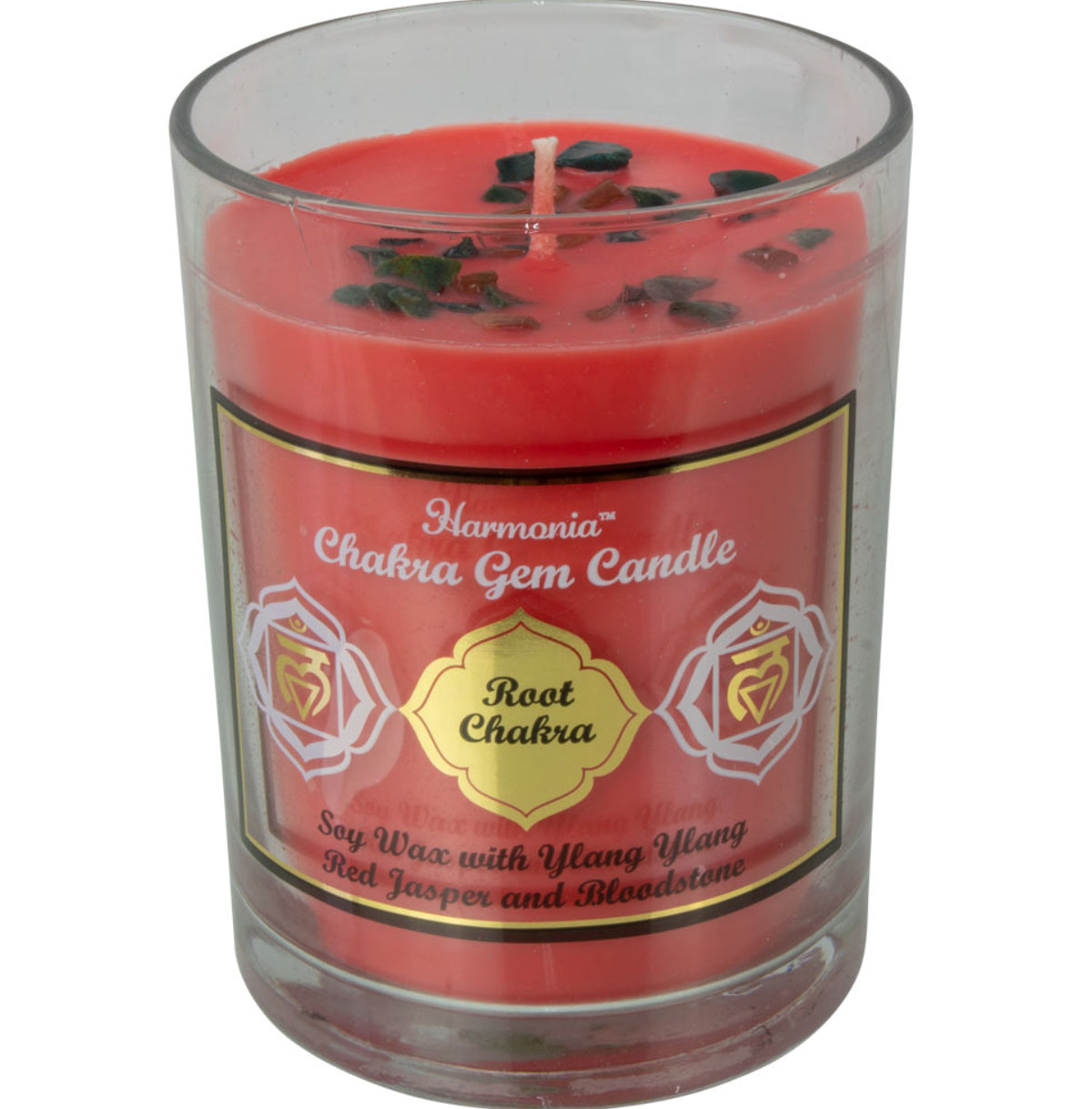 Root Chakra Candle with Red Jasper & Bloodstone Gemstone Chips