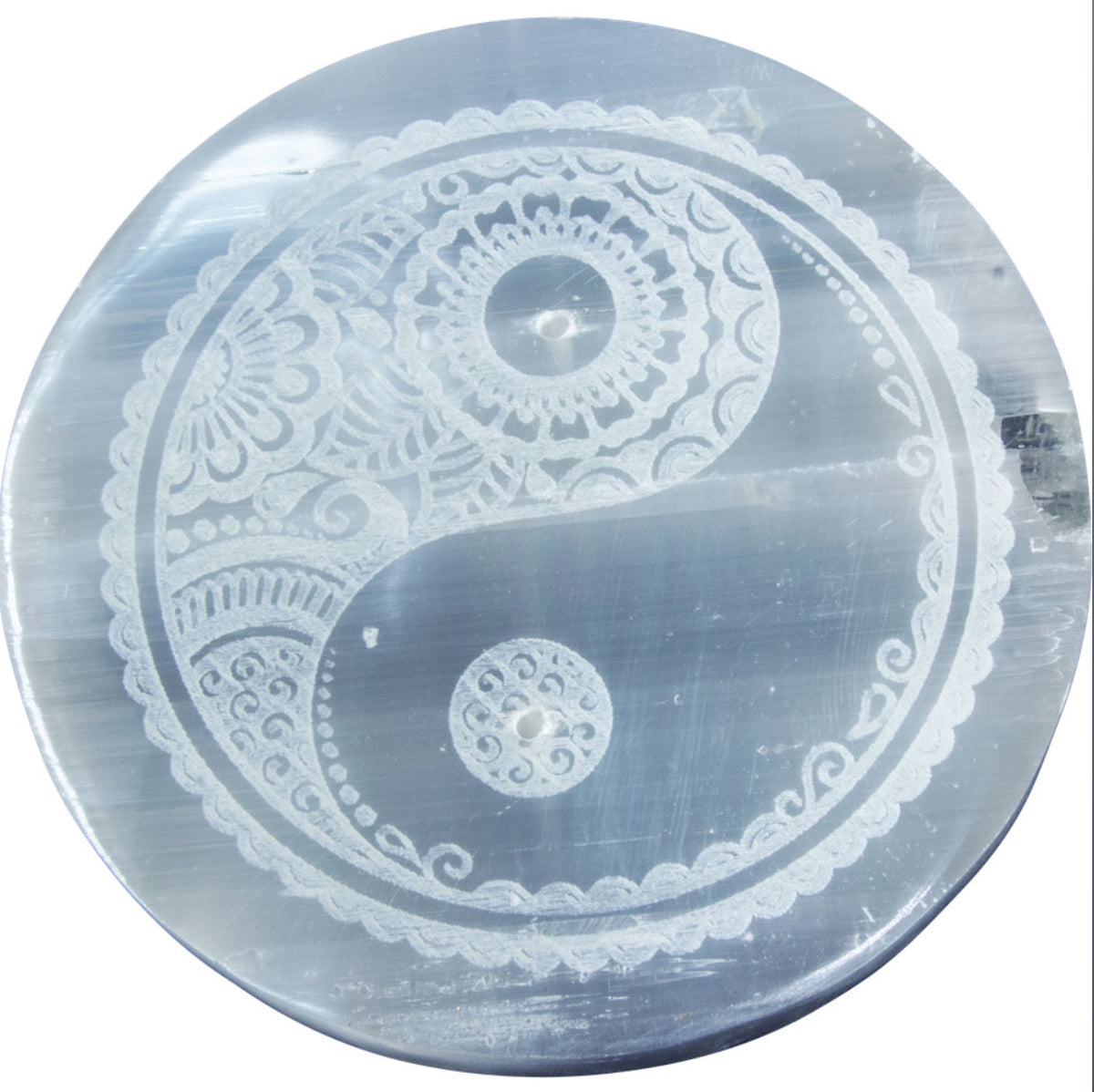 Selenite Yin Yang Round Incense Holder