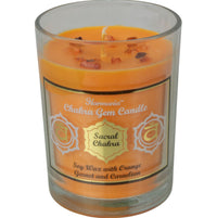Sacral Chakra Candle with Garnet & Carnelian Gemstone Chips