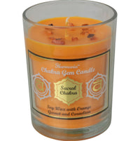 Sacral Chakra Candle with Garnet and Carnelian Gemstone Chips