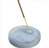 Selenite Yin Yang Round Incense Holder