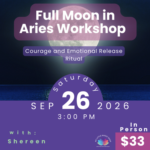 Full Moon in Aries Astro Workshop september 26 event flyer.