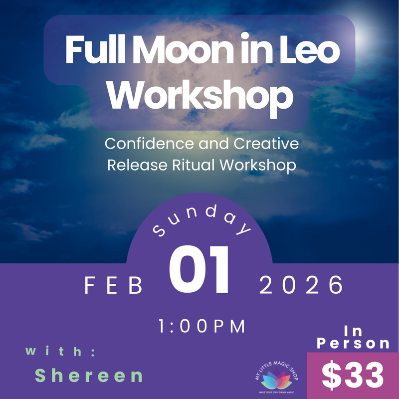 Full Moon in Leo Astrology Workshop NYC - Confidence and Creative Release Ritual Flyer with event details.