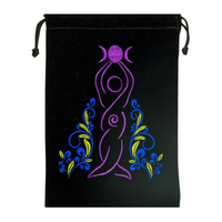 Embroidered velvet bag with goddess design