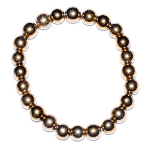 Stay grounded and glow with confidence in this 8mm Gold Plated Hematite Bracelet. A bold mix of style and substance—perfect for energy protection, balance, and high-vibe radiance.