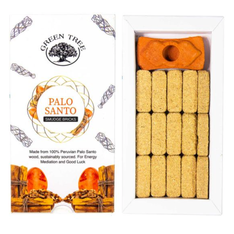 Green Tree Palo Santo Smudge Bricks for energy cleansing, peace, and spiritual renewal rituals