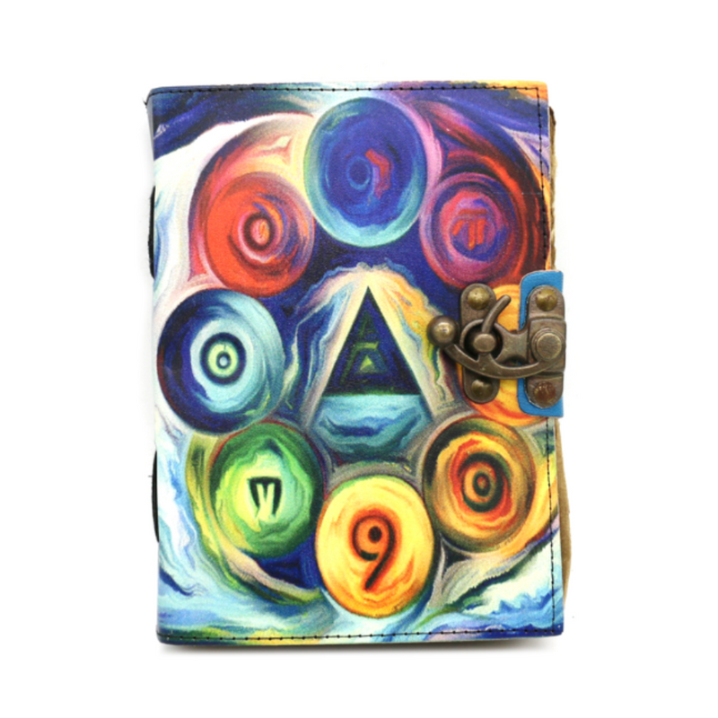 Harmony of Seven Leather Journal | Elemental Magic Grimoire & Spell Book