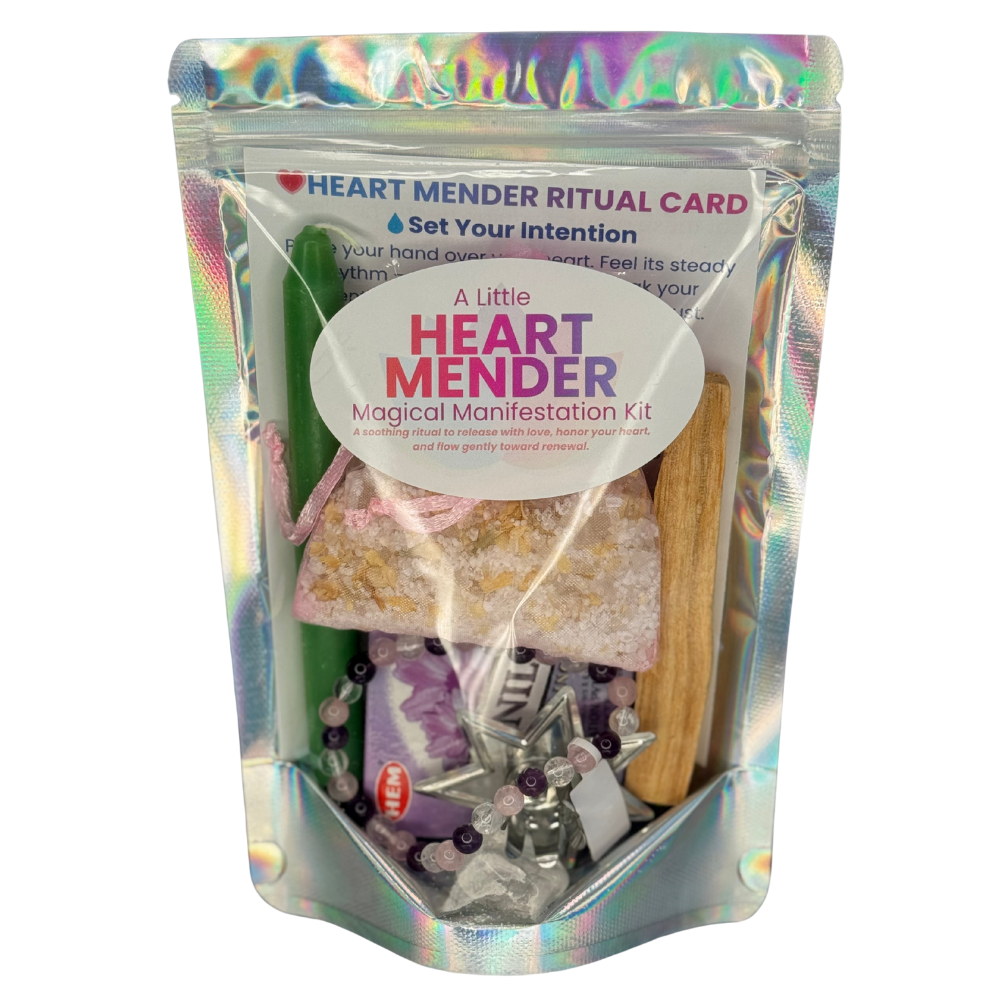 Heart Mender Magical Manifestation Kit includes crystals, candles, incense and bath soak to soothe your heart.