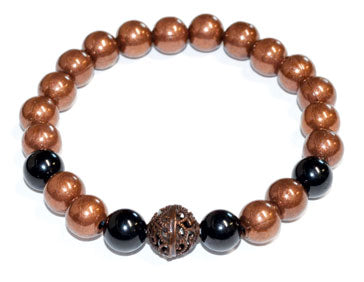 Copper & Amethyst 8mm Bead Gemstone Bracelet
