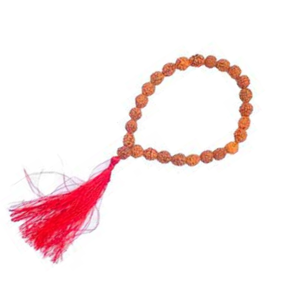 Rudraksha Seeds Mala with Red Tassel Bracelet