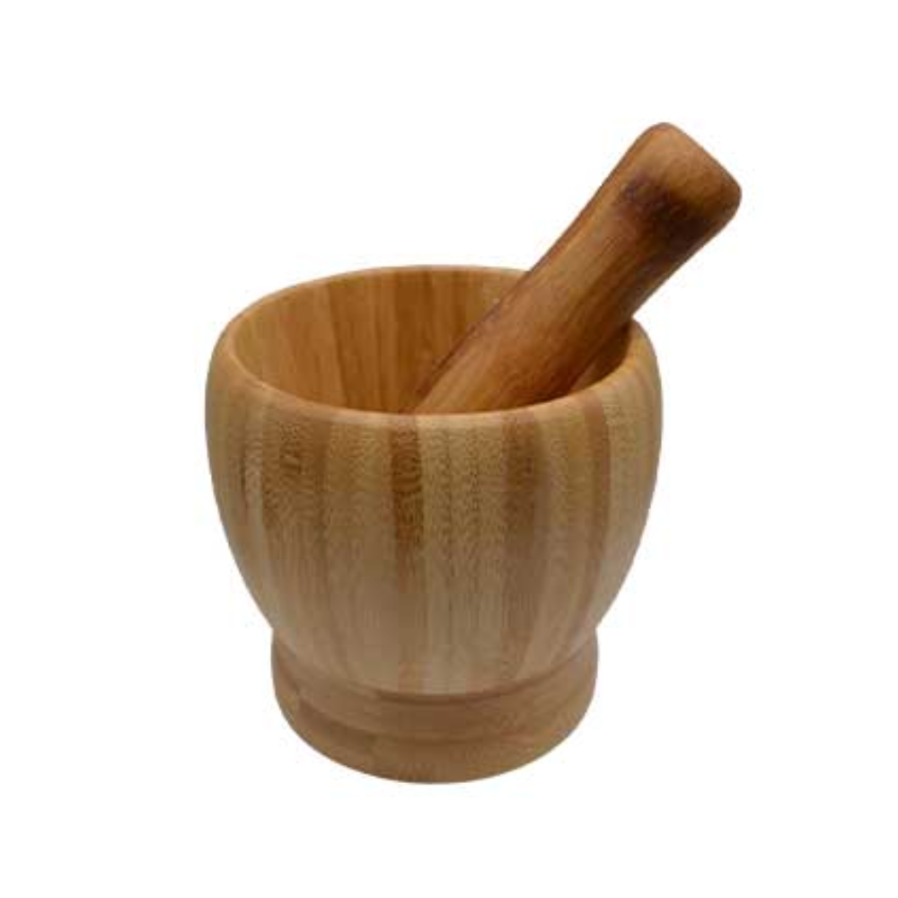 Wooden mortar and pestle set, 4 inches