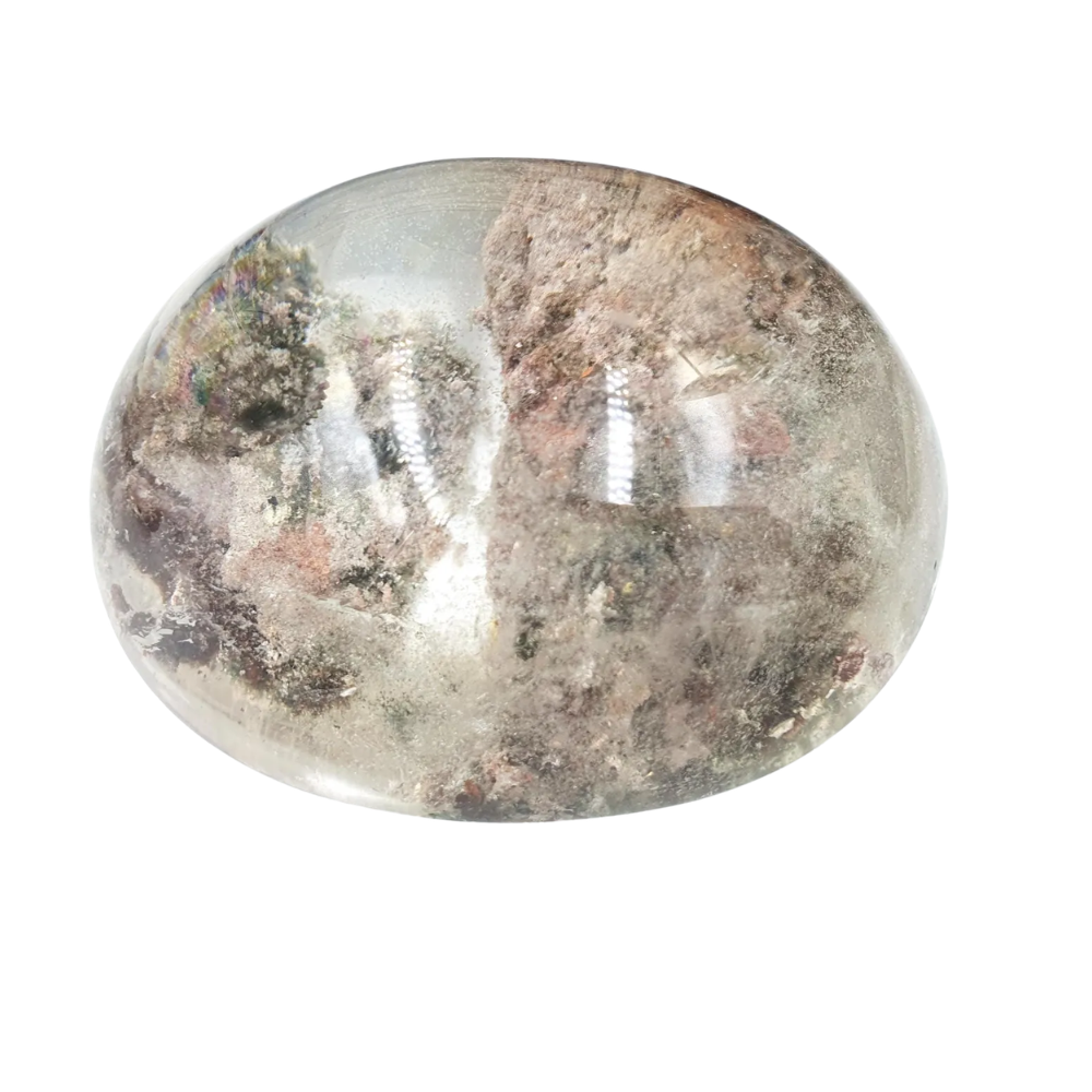 Lodolite tumbled stone with natural inclusions