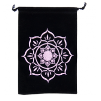 Embroidered velvet bag with lotus design