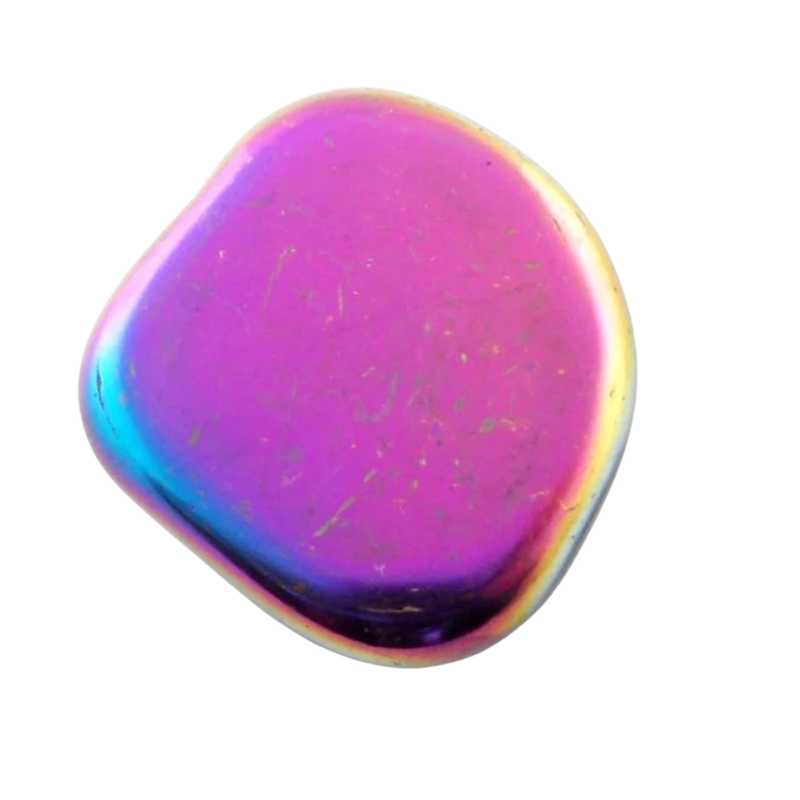 Magnetic Rainbow Hematite tumbled stone with iridescent metallic sheen