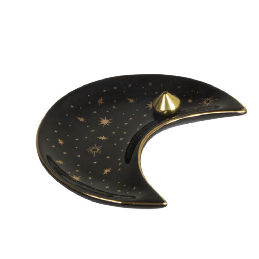 Moon Ceramic Incense Burner with crescent moon design for meditation, cleansing, and celestial-inspired home décor.