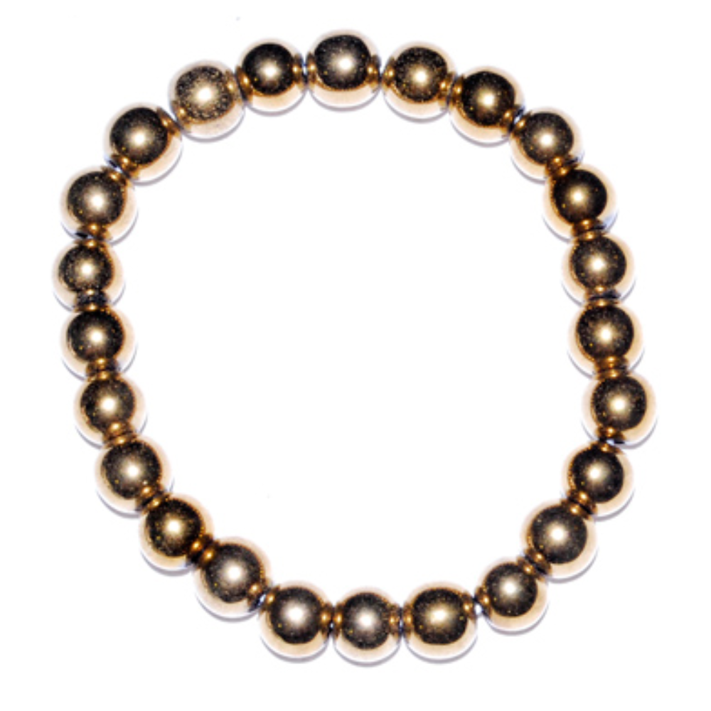 Gold Plated Hematite 8mm Bead Gemstone Bracelet