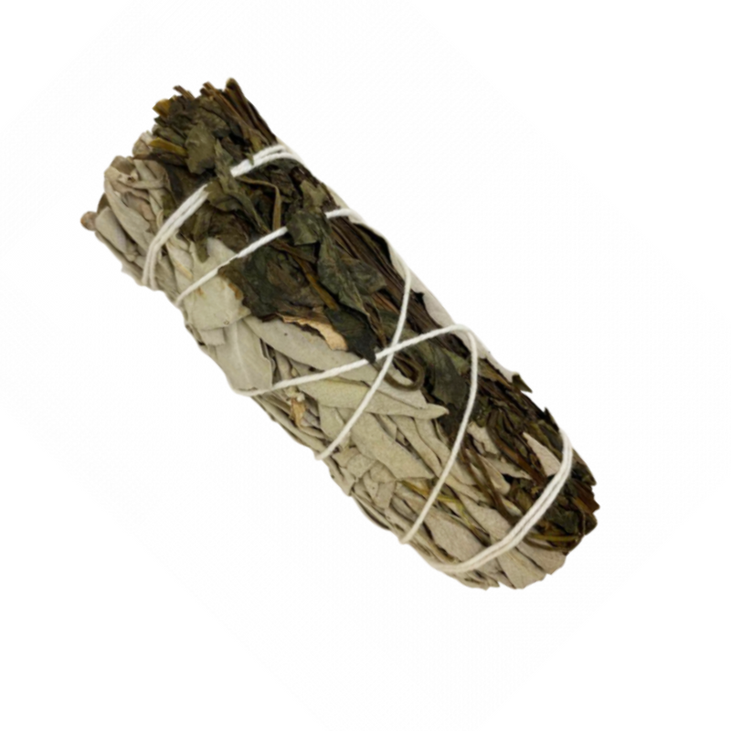 White Sage and Peppermint Smudge Stick Small 4”