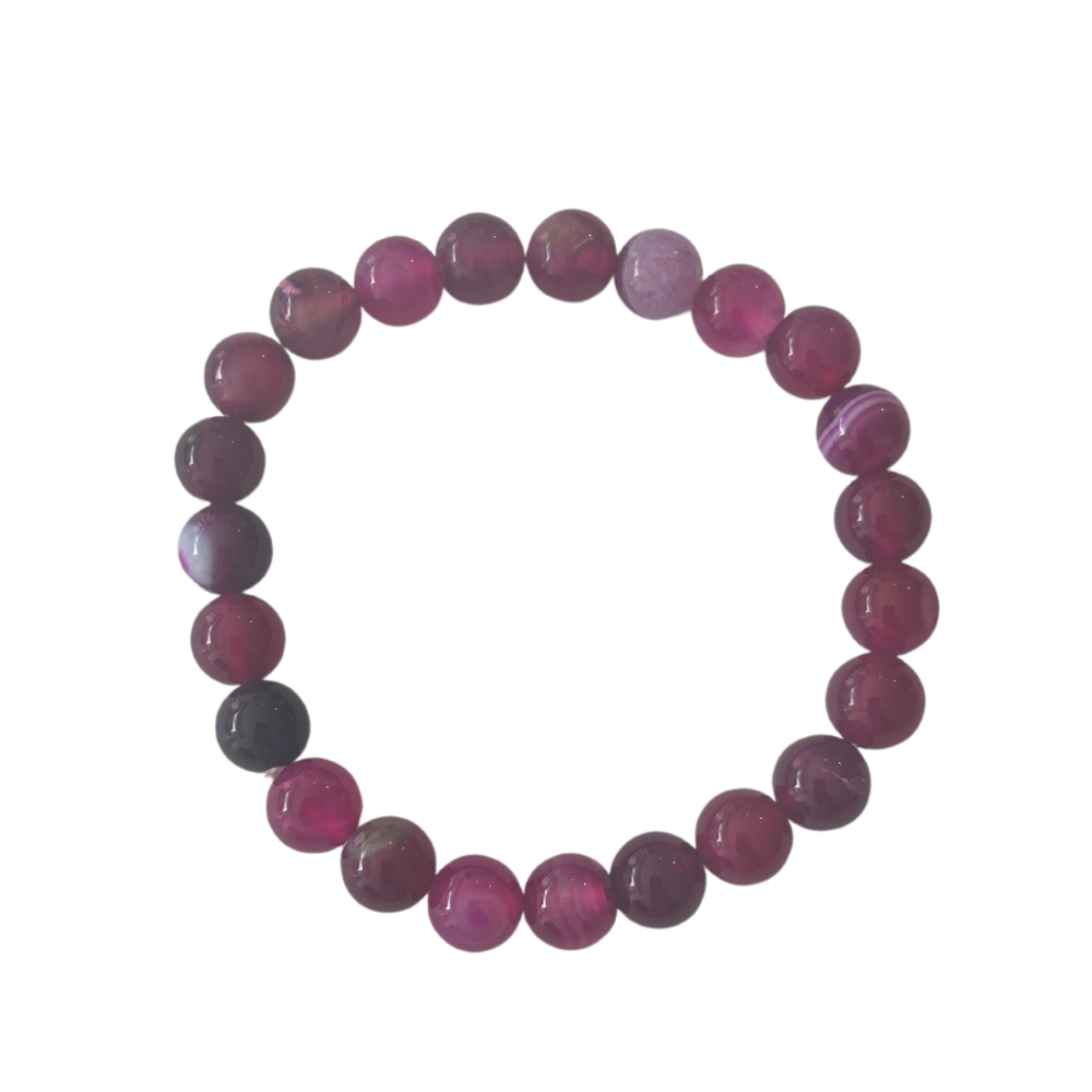 Pink Agate 8mm Bead Gemstone Bracelet