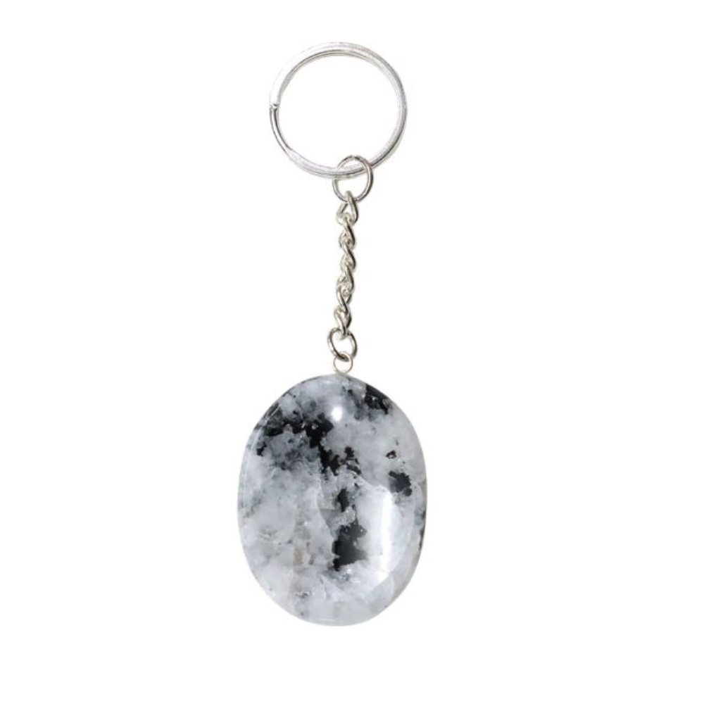 Rainbow Moonstone Worry Stone Keychain