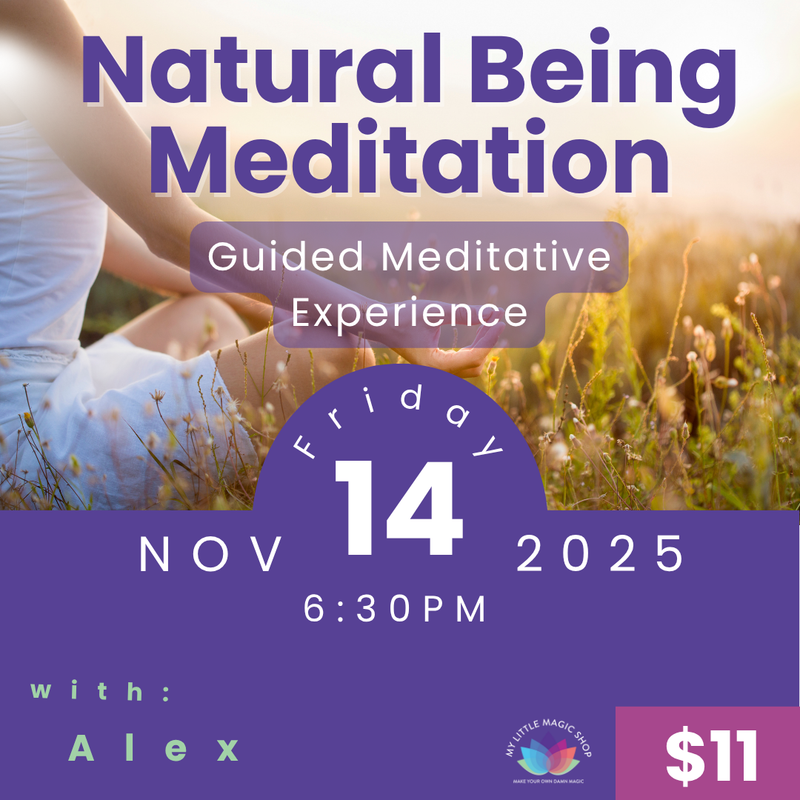  Alex guiding a small meditation circle in peaceful stillness at My Little Magic Shop in NYC.
