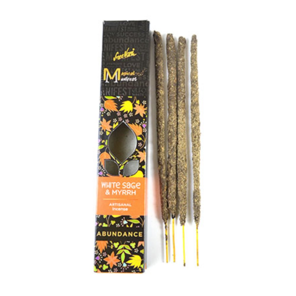 White Sage & Myrrh Abundance Magnet Magical Manifest Artisanal Incense Sticks