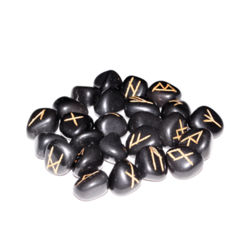 Black Agate Rune Set