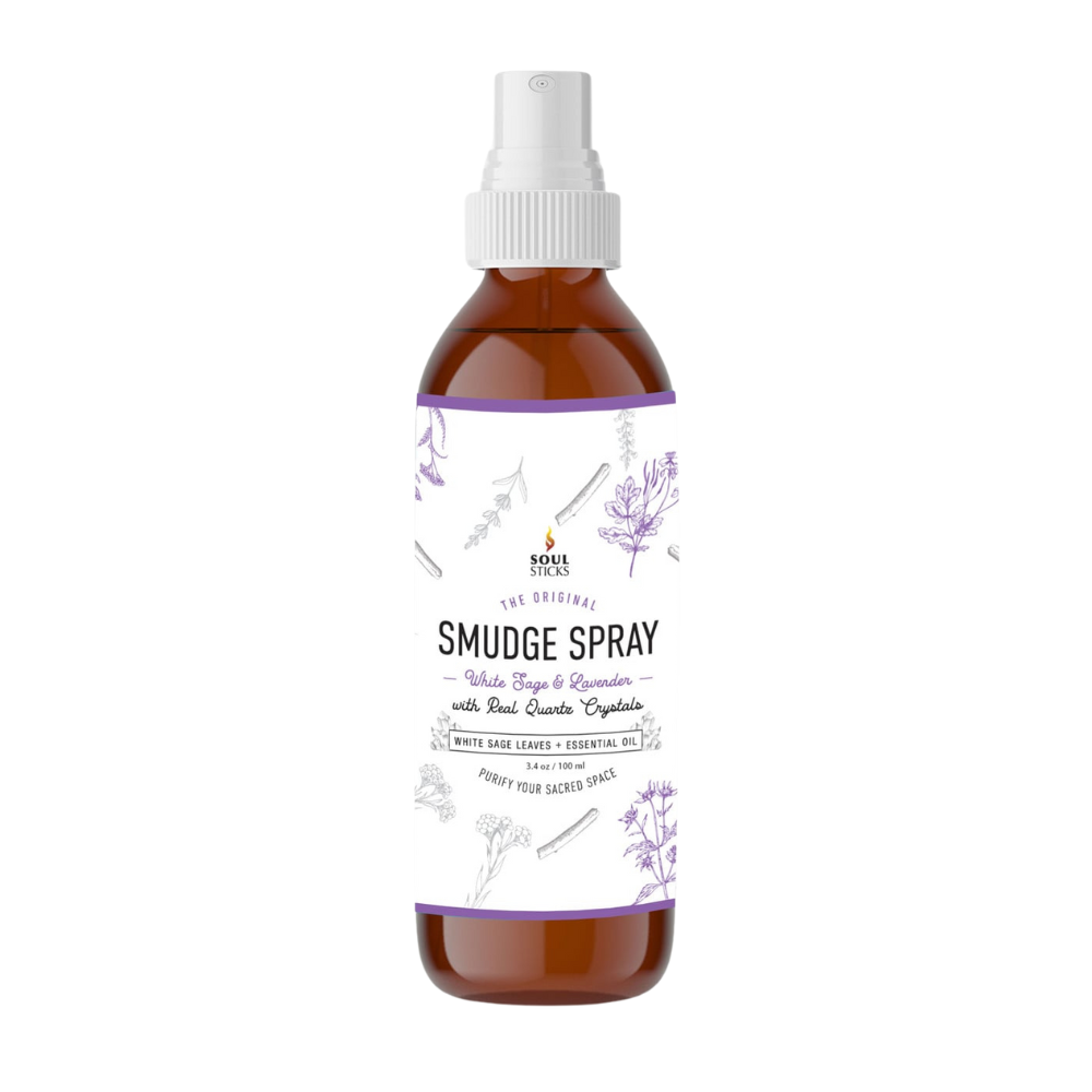 White Sage and Lavender Smudge Spray with Clear Quartz