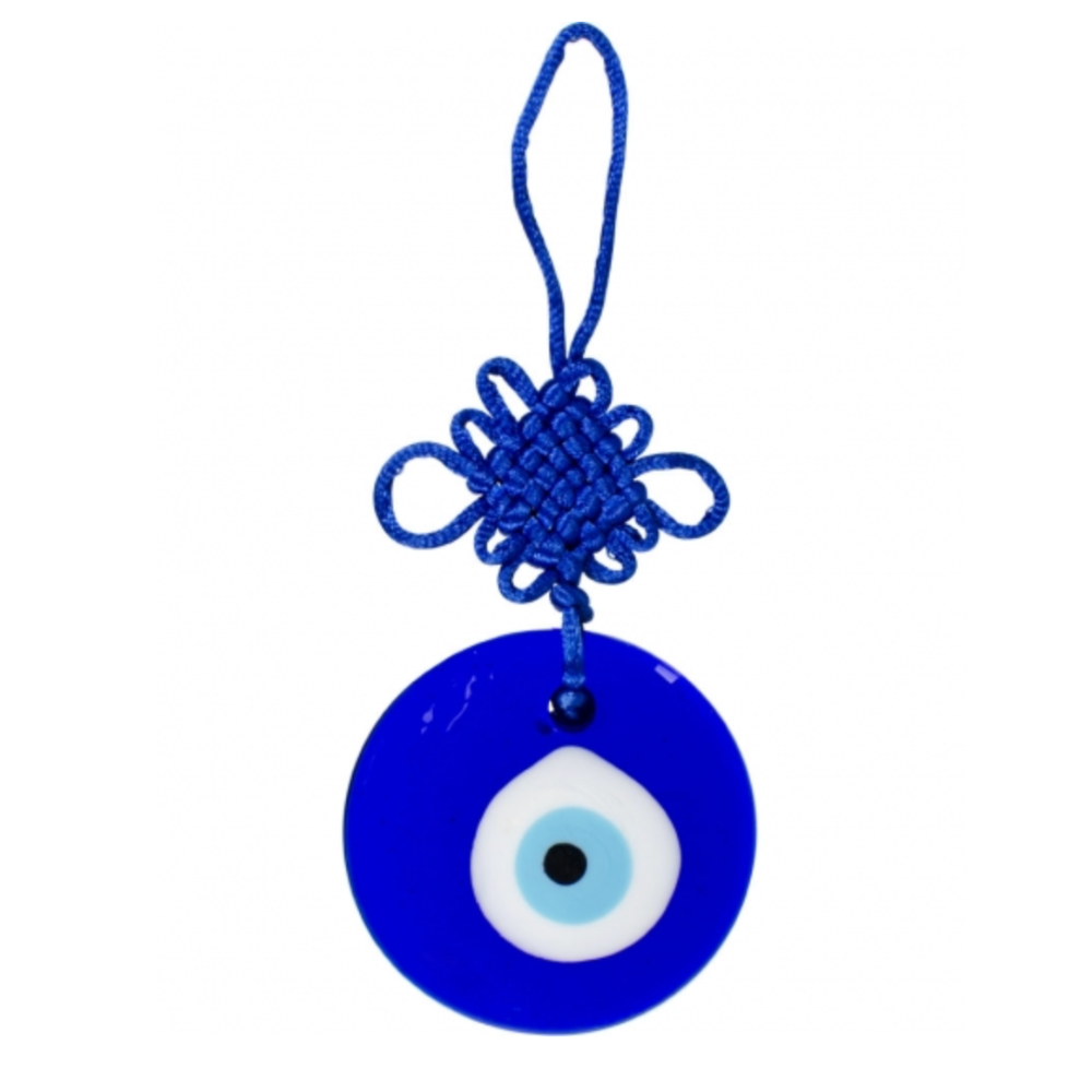 Evil Eye Glass Talisman with Good Luck Knot