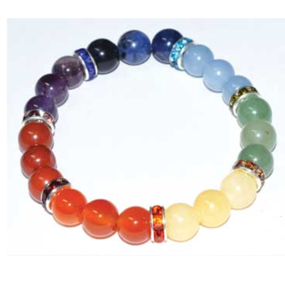 Seven Chakra with Spacer 8mm Bead Gemstone Bracelet