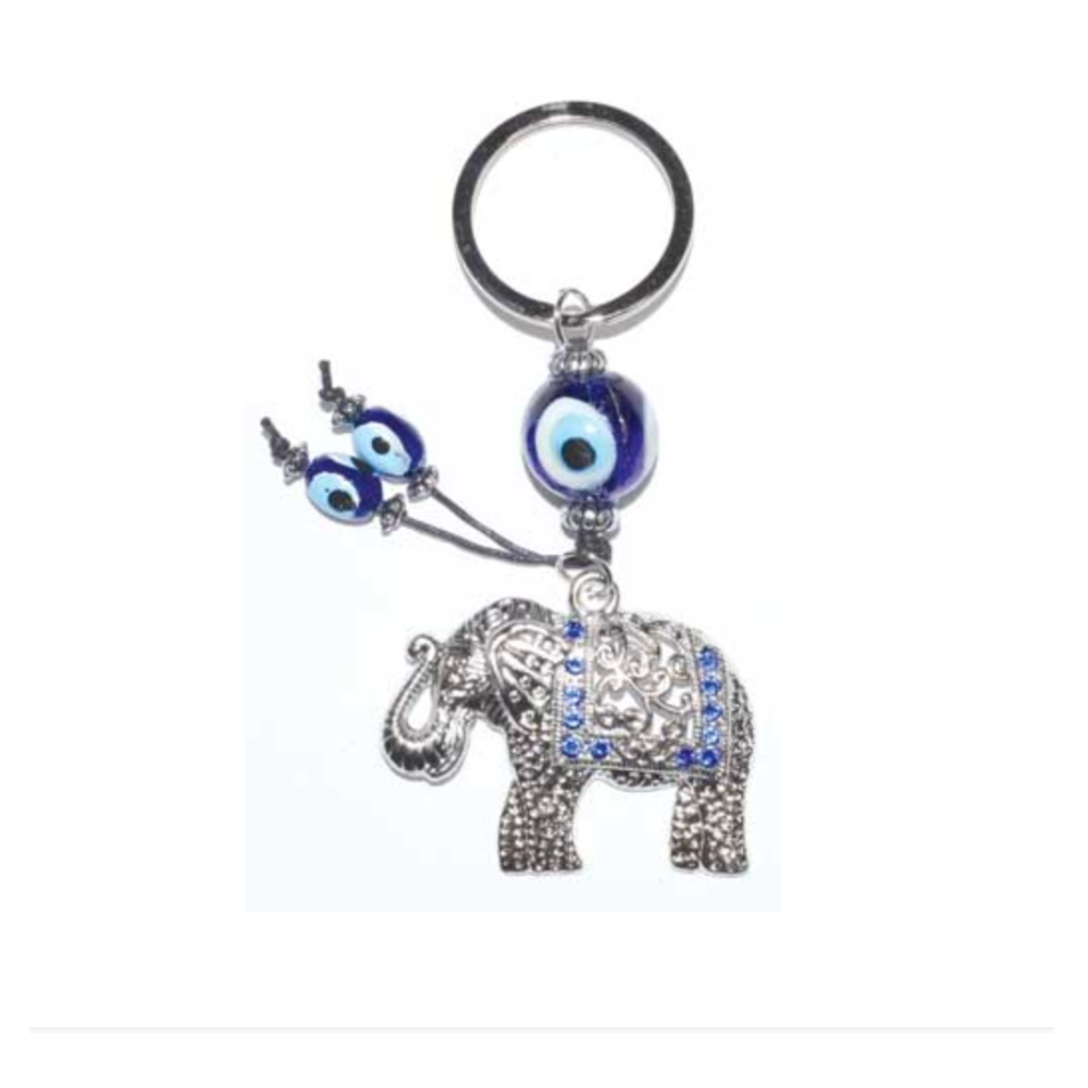 Elephant Evil Eye Keychain