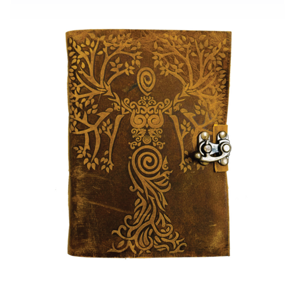 Brown Goddess Tree of Life Leather Journal | Grimoire for Earth-Based Magic