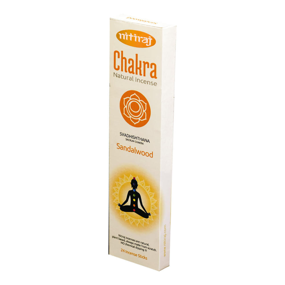 Nitiraj Sacral Chakra Incense Sticks with chakra-themed packaging, designed for creativity, passion, and emotional balance.