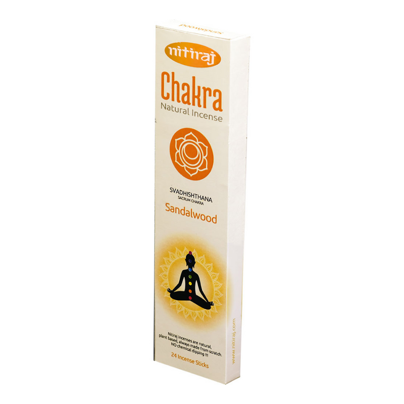 Nitiraj Sacral Chakra Incense Sticks with chakra-themed packaging, designed for creativity, passion, and emotional balance.