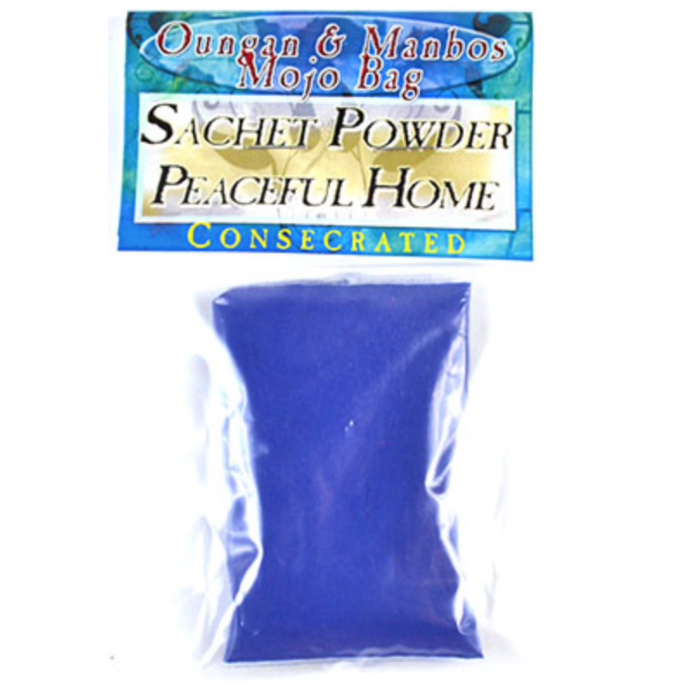 Peaceful Home Sachet Powder (Consecrated) in a ritual container, handcrafted to bring harmony, calm, and loving energy to your home.