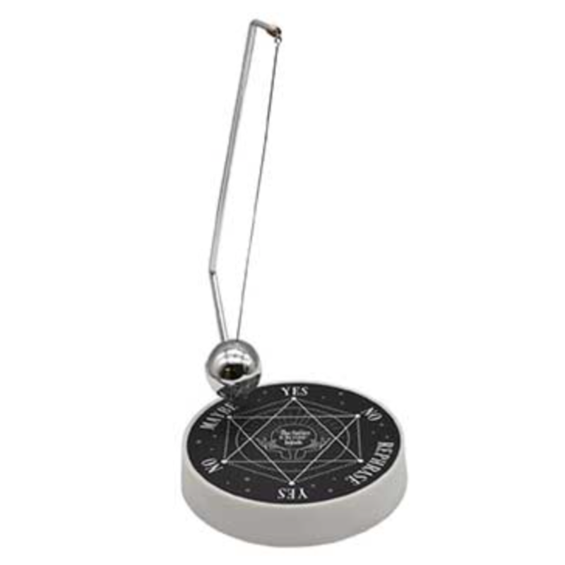 Pendulum Decision Maker board used for divination and intuitive guidance, featuring yes/no answers and mystical design.