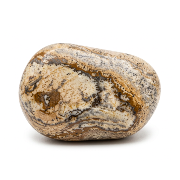 Picture Jasper tumbled crystal with landscape pattern