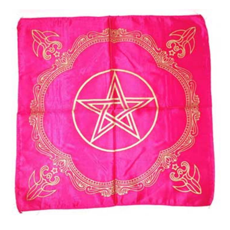 Pink pentagram altar cloth, 21x21 inches