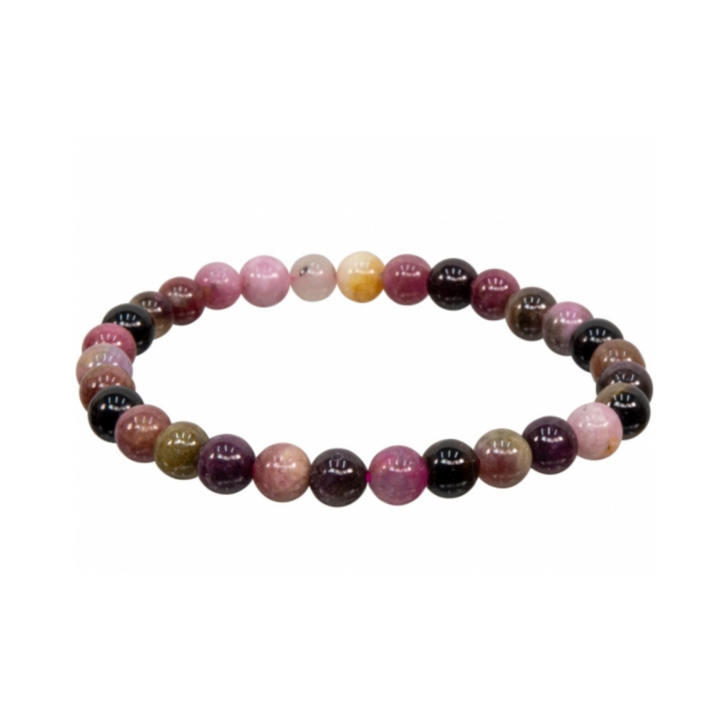 5–7mm mixed pink tourmaline bead bracelet designed for heart chakra healing, emotional balance, and self-love.