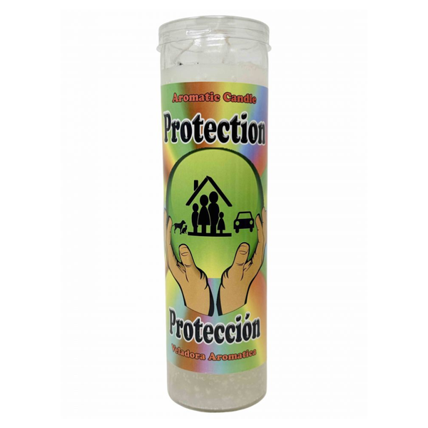 Close-up of herbs, crystals, and glitter on protection candle