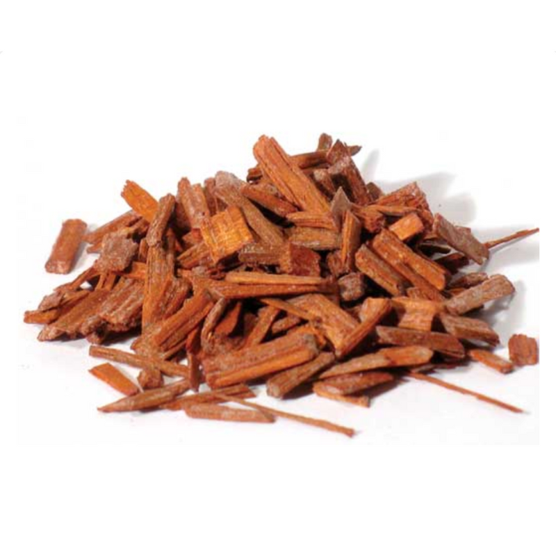 1oz bag of red sandalwood chips (Pterocarpus santalinus), ideal for love, healing, and spiritual rituals.