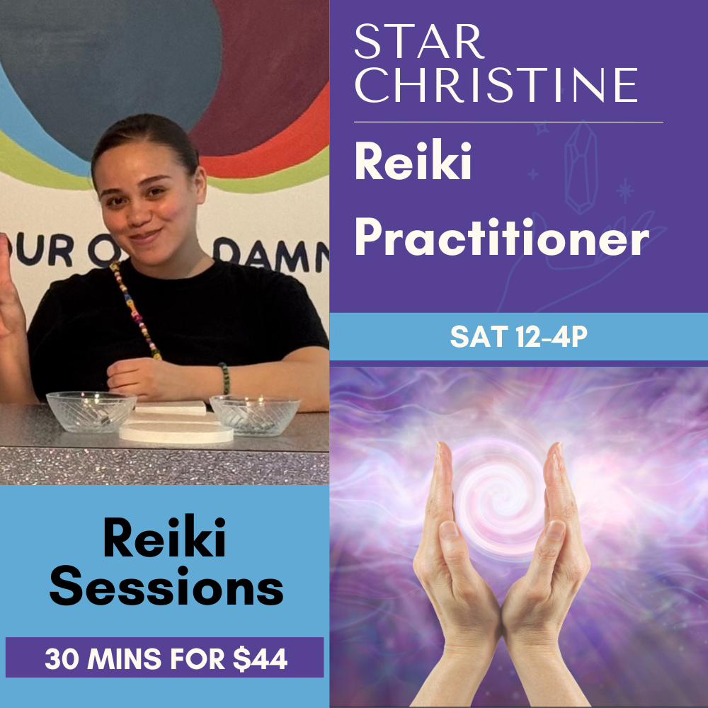 A peaceful Reiki healing session led by Star Christine, featuring a serene space for emotional release and energetic balance.
