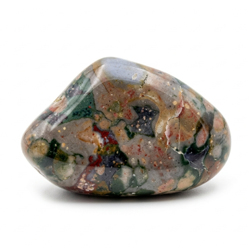 Rhyolite tumbled crystal with earthy multicolored pattern
