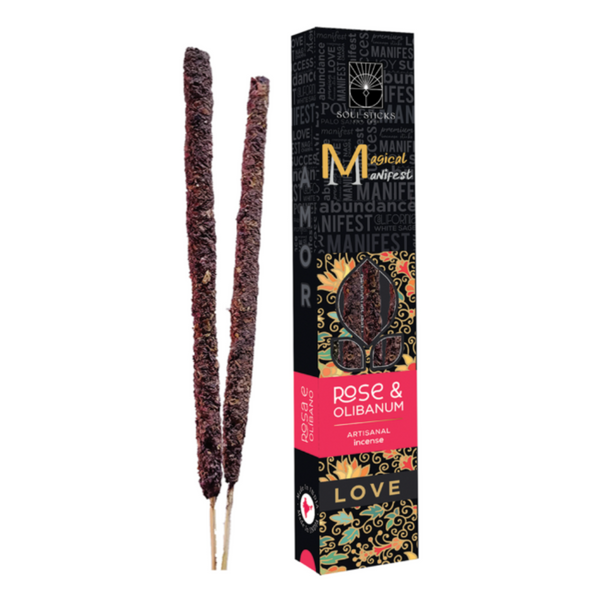 Rose & Olibanum Love Magical Manifest Artisanal Incense Sticks – Handcrafted incense for love, self-love, and heart healing rituals.
