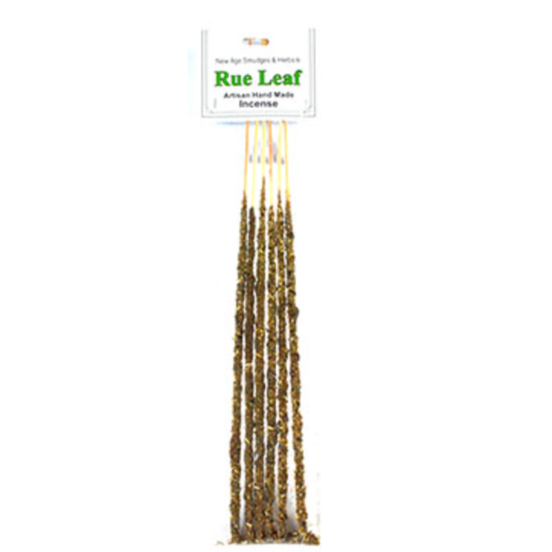Rue leaf incense sticks with a label on a white background