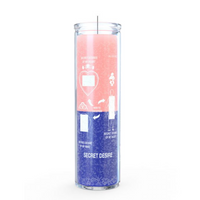 Secret Desire 7 Day Magic Ritual Candle in pink and blue, symbolizing the union of love and expression, ideal for manifesting hidden wishes and fostering emotional clarity.

