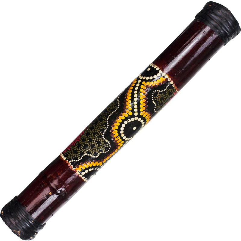 Hand-painted rainstick in burgundy and gold tones