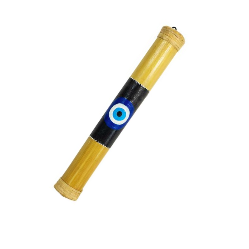 Small bamboo rainstick with evil eye design