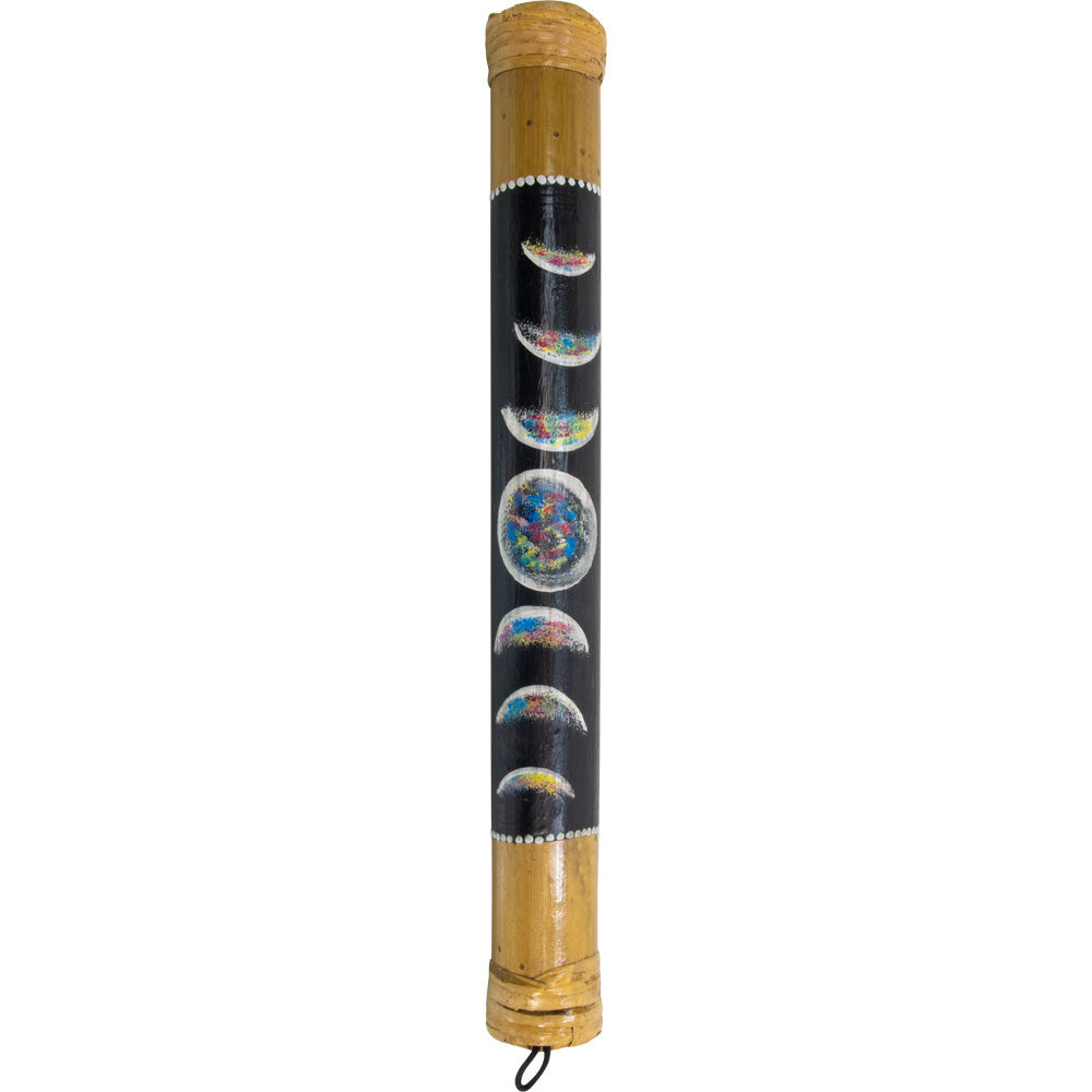 Small bamboo rainstick with moon phase cycle design